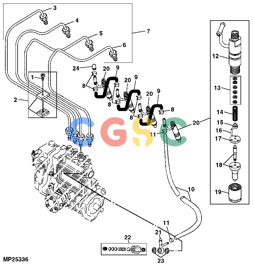 约翰迪尔零件查询110 - BACKHOE, LOADER Fuel Injection Nozzles And Lines (4TNE84-EJTLB Engine) ( - 311032)EPC John Deere online