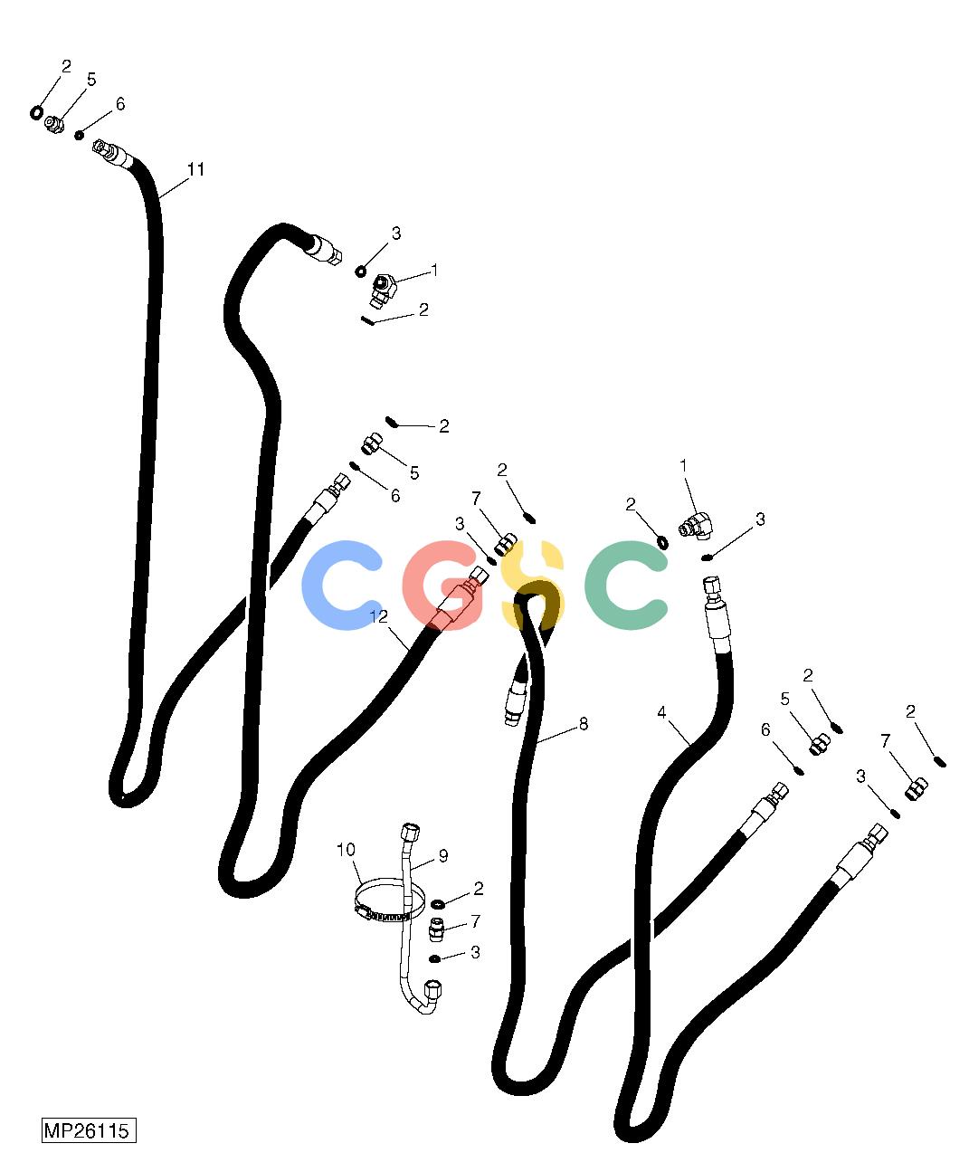 约翰迪尔零件查询110 - BACKHOE, LOADER HYDRAULIC LINES (BOOM/CROWD)EPC John Deere online