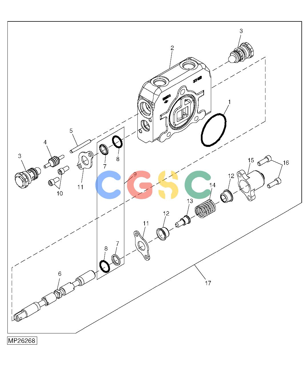 约翰迪尔零件查询110 - BACKHOE, LOADER Valve Section (Stabilizer) ( - 104085)EPC John Deere online