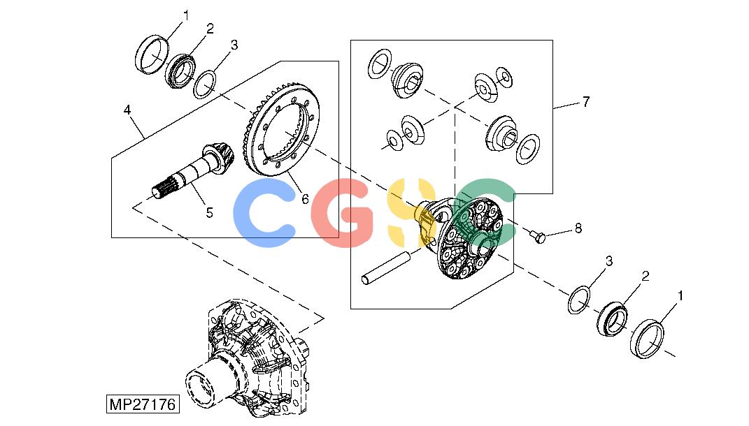 约翰迪尔零件查询110 - BACKHOE, LOADER DIFFERENTIAL (MFWD)(AXLES MARKED S30BZ100)EPC John Deere online
