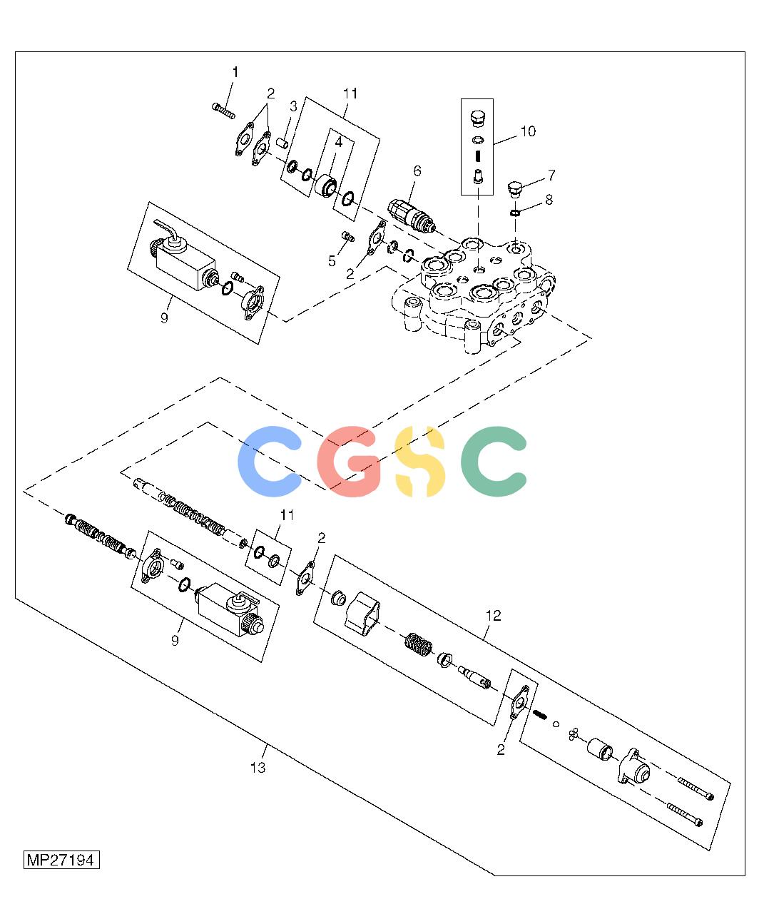 约翰迪尔零件查询110 - BACKHOE, LOADER CONTROL VALVE (TRIPLE SCV)EPC John Deere online