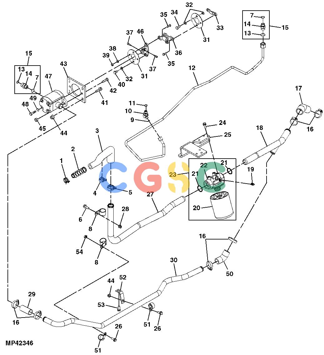约翰迪尔零件查询110 - BACKHOE, LOADER Transmission Suction Line and Implement Pump Line (411647 - )EPC John Deere online