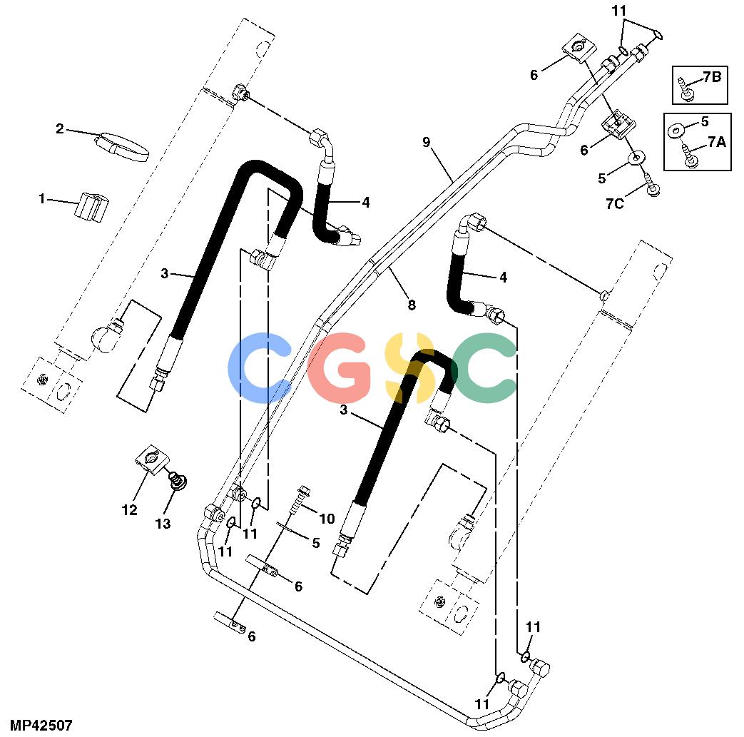 约翰迪尔零件查询110 - BACKHOE, LOADER Hydraulic Lines ( Boom / Bucket )EPC John Deere online