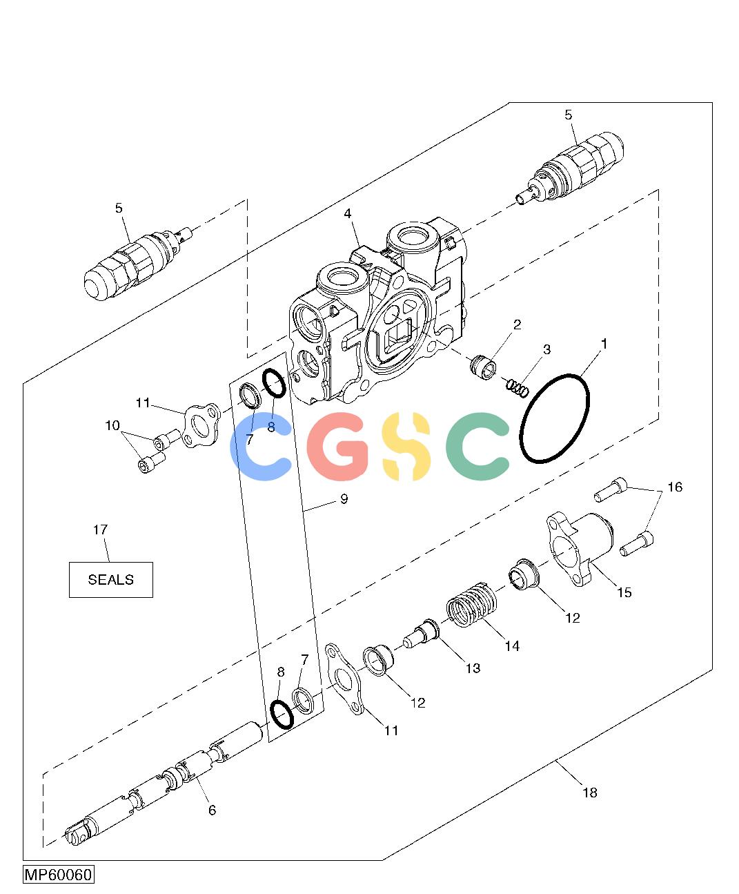 约翰迪尔零件查询110 - BACKHOE, LOADER VALVE SECTION (AUXILIARY) (7 FUNCTION)EPC John Deere online