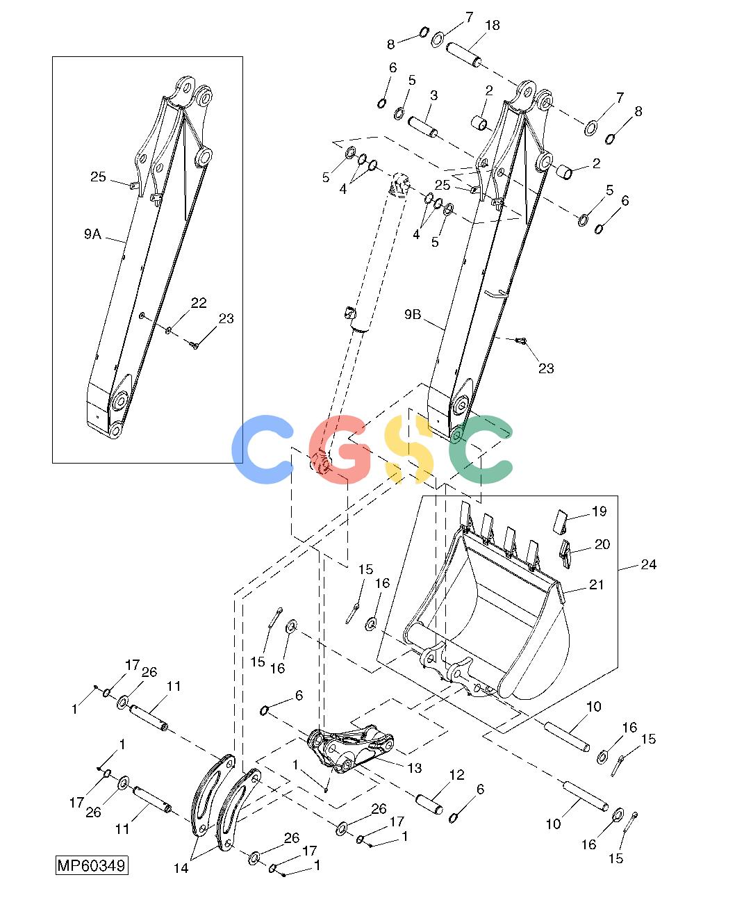 约翰迪尔零件查询110 - BACKHOE, LOADER Bucket and DipperstickEPC John Deere online