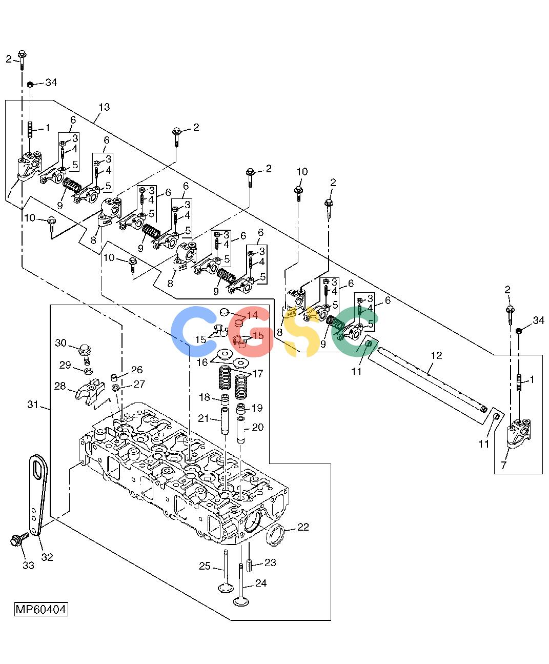约翰迪尔零件查询110 - BACKHOE, LOADER Cylinder Head, Valves And Rocker Arms (4TNV88-MJTLB) (311033 - 711000)EPC John Deere online