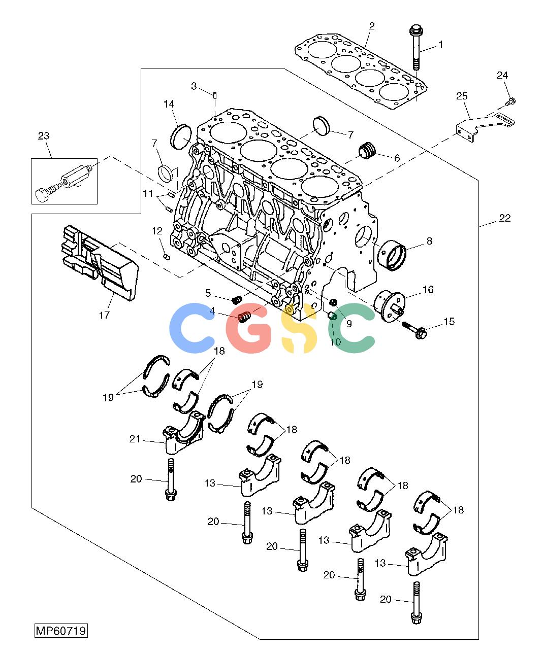 约翰迪尔零件查询110 - BACKHOE, LOADER Cylinder Block And Main Bearings (4TNV88-MJTLB) (311033 - 711000)EPC John Deere online
