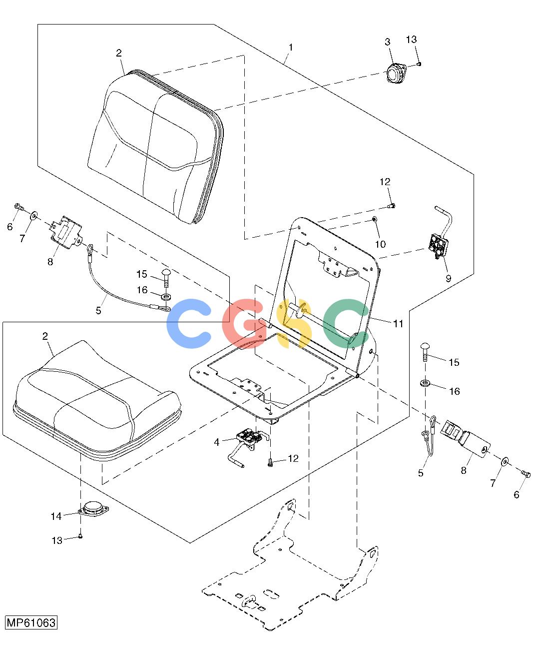 约翰迪尔零件查询110 - BACKHOE, LOADER Seat Components (312165 - )EPC John Deere online