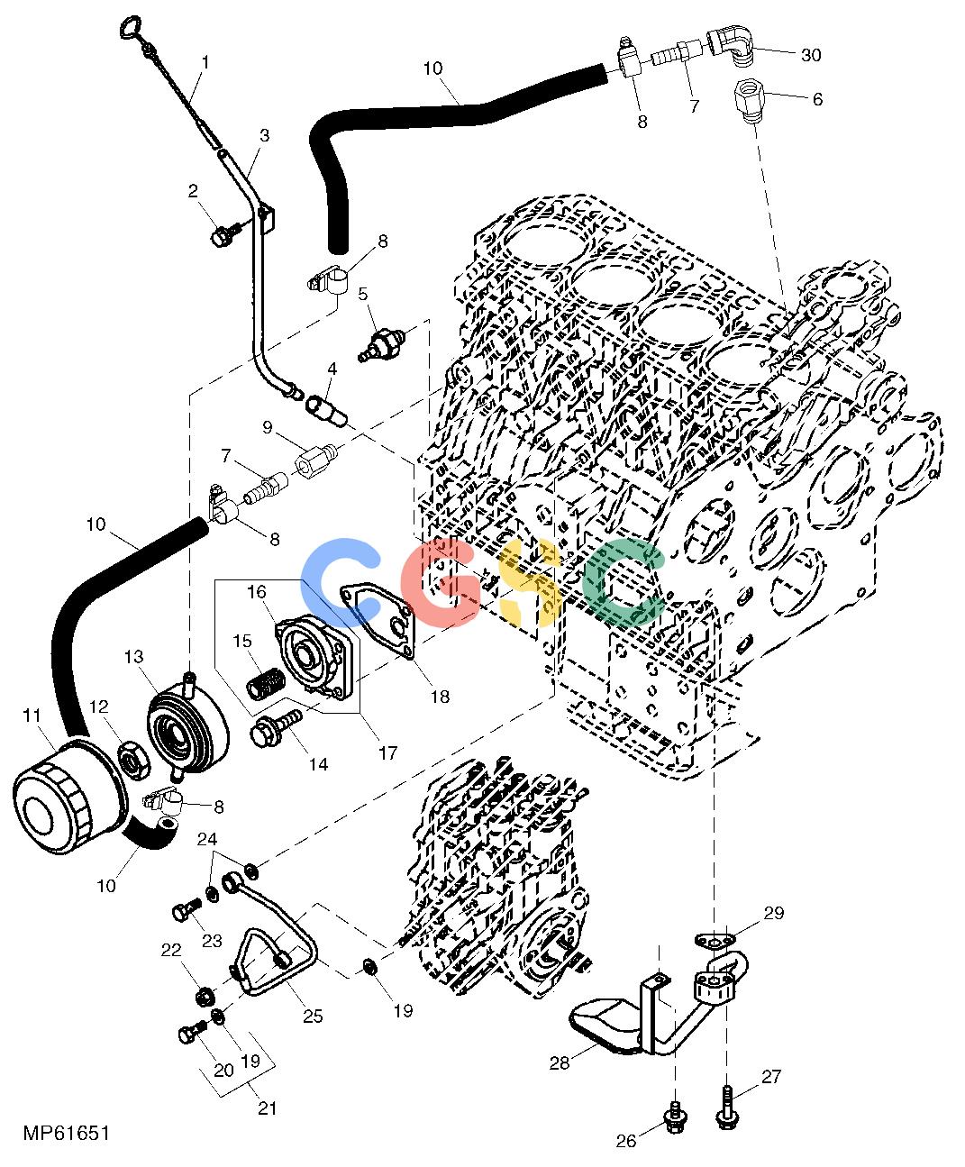约翰迪尔零件查询110 - BACKHOE, LOADER Engine Oil Cooler, Filter And Dipstick (4TNV88-MJTLB) (311033 - 312588)EPC John Deere online