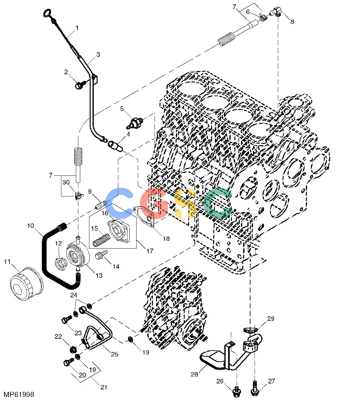 约翰迪尔零件查询110 - BACKHOE, LOADER Engine Oil Cooler, Filter And Dipstick (4TNV88-MJTLB) (312589 - 711000)EPC John Deere online