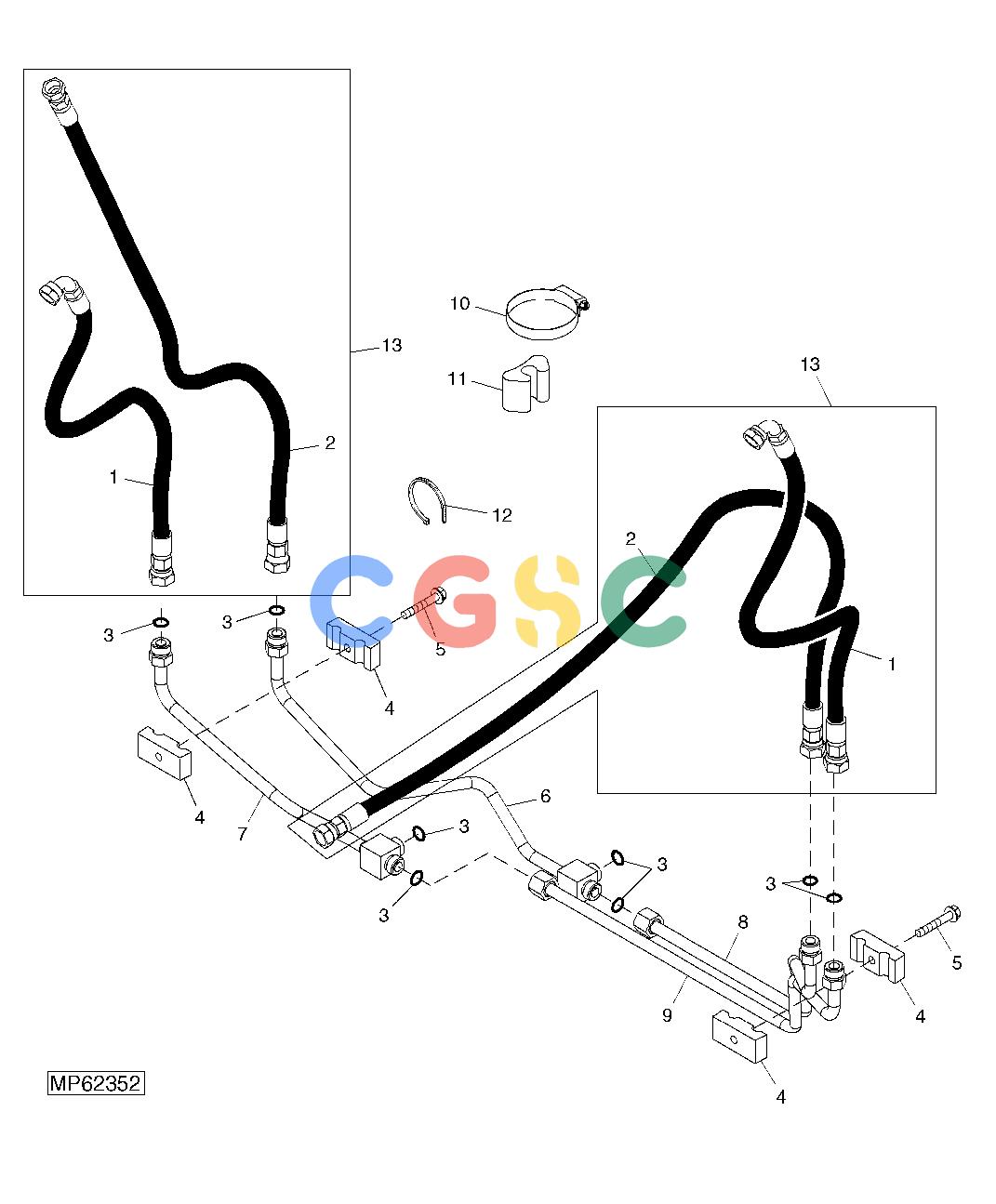 约翰迪尔零件查询110 - BACKHOE, LOADER Hydraulic Lines (Loader Tower) ( - 412083)EPC John Deere online