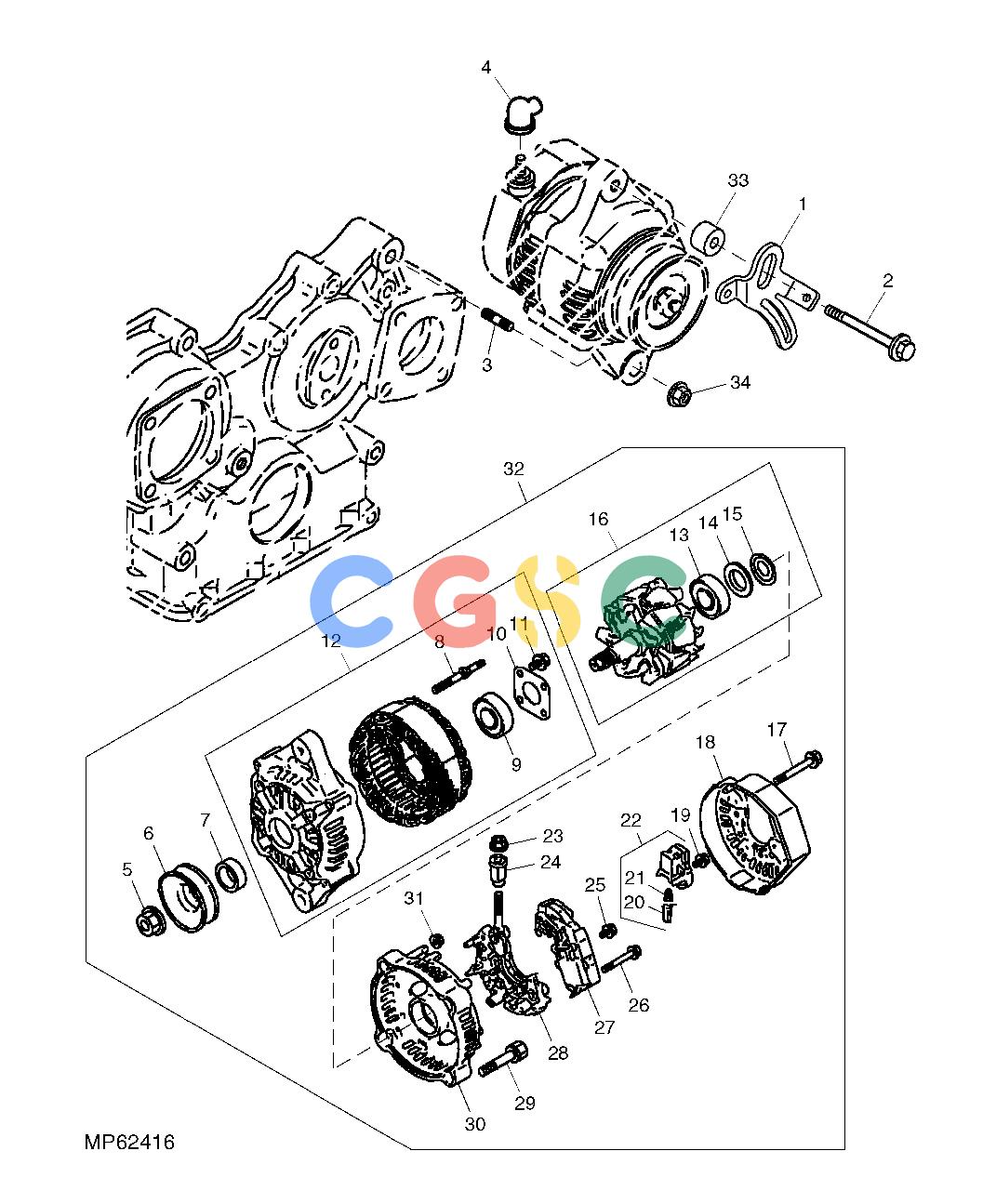 约翰迪尔零件查询110 - BACKHOE, LOADER Alternator (40 AMP) ( - 711000)EPC John Deere online