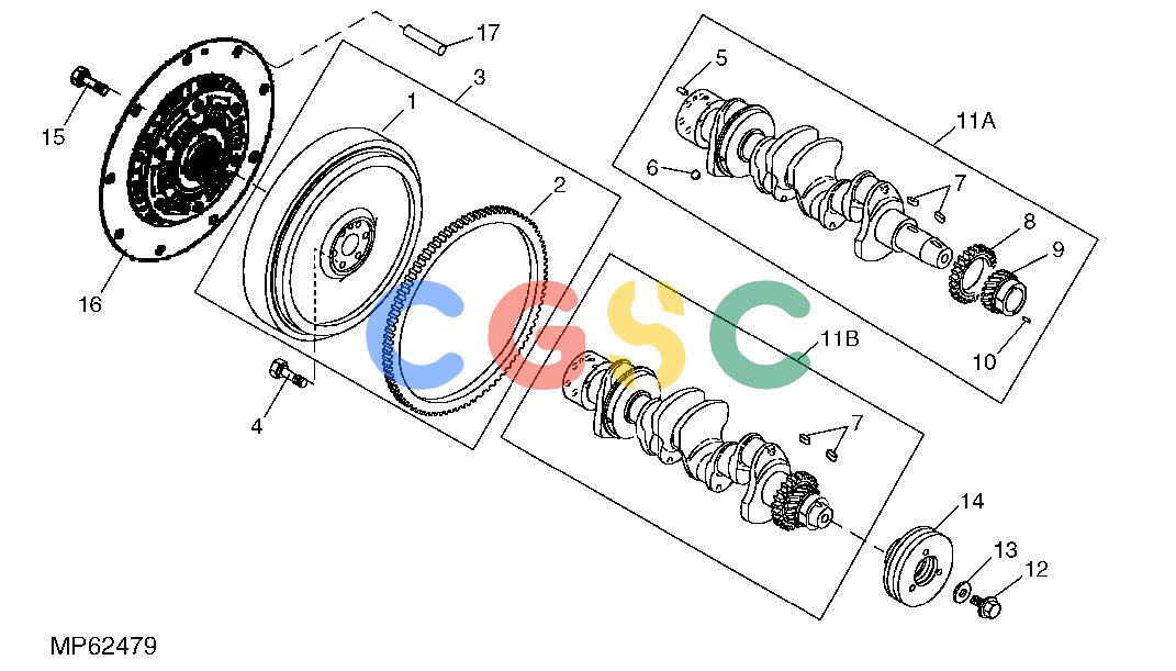 约翰迪尔零件查询110 - BACKHOE, LOADER Crankshaft And Flywheel (4TNV88-MJTLB) (311033 - 711000)EPC John Deere online