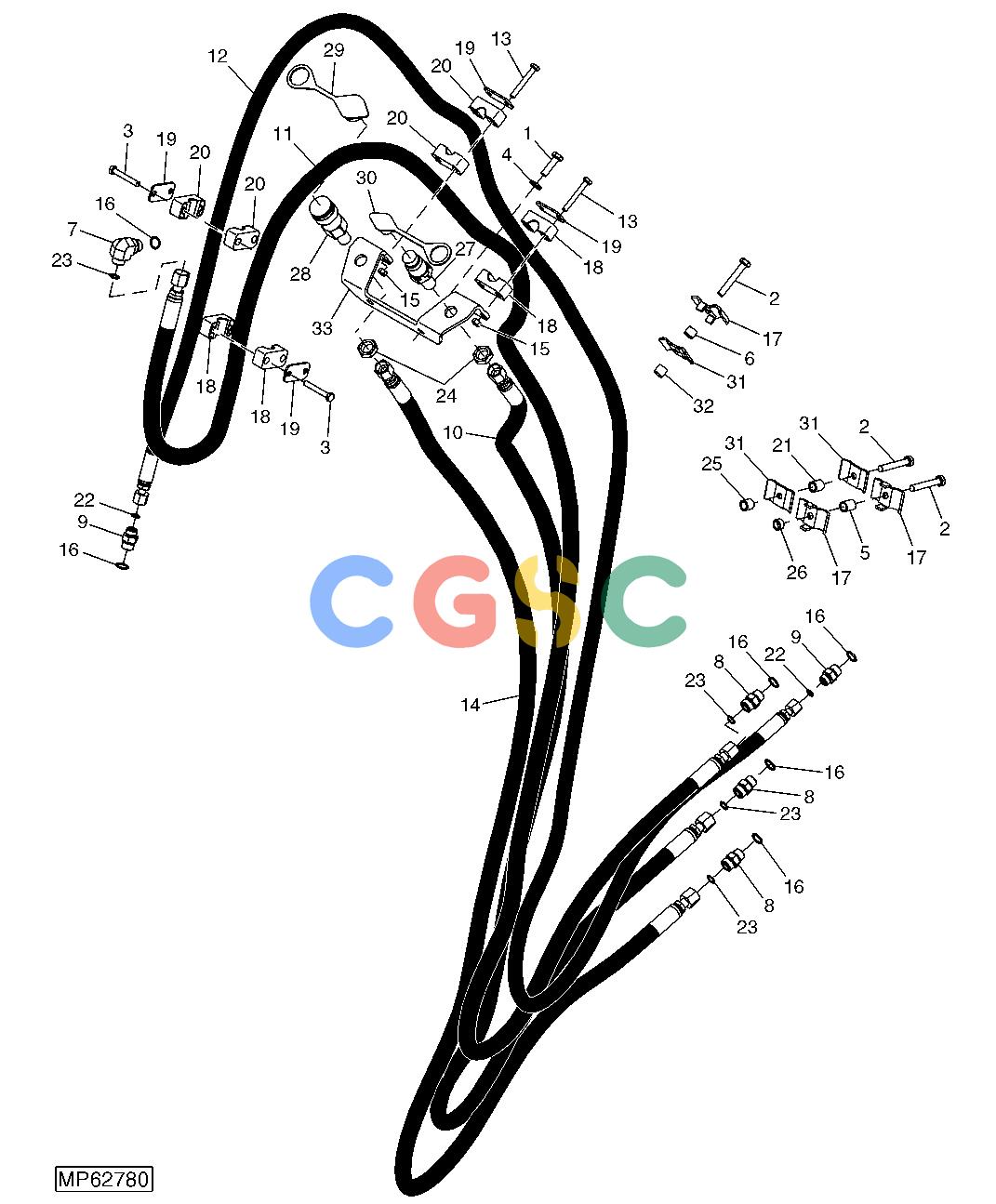 约翰迪尔零件查询110 - BACKHOE, LOADER Hydraulic Lines (Boom/Bucket) (107887 - )EPC John Deere online