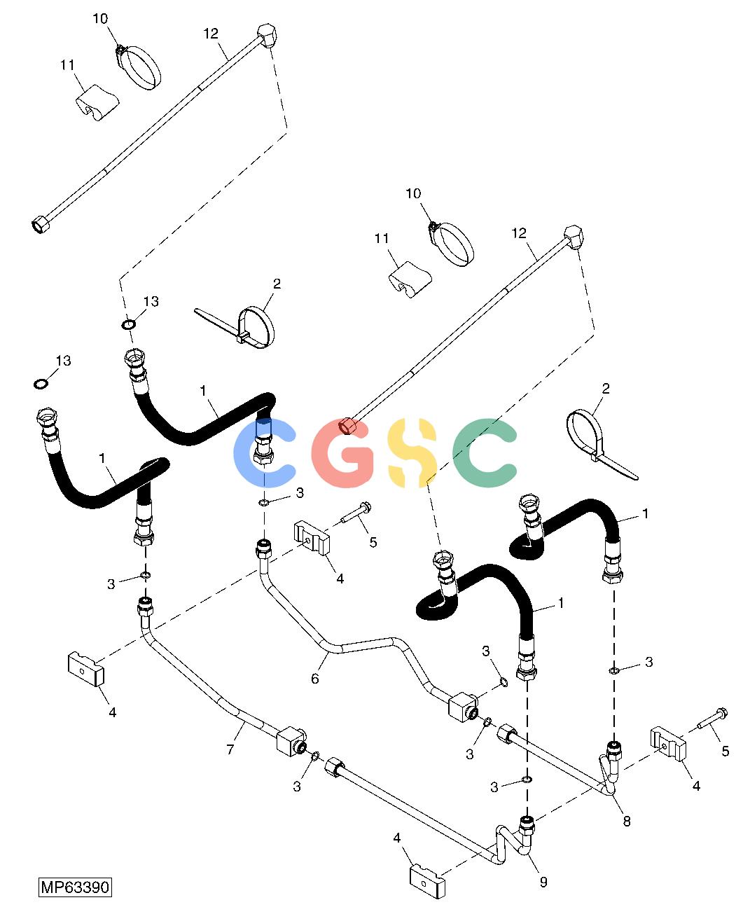 约翰迪尔零件查询110 - BACKHOE, LOADER Hydraulic Lines (Loader Tower) (412084 - )EPC John Deere online