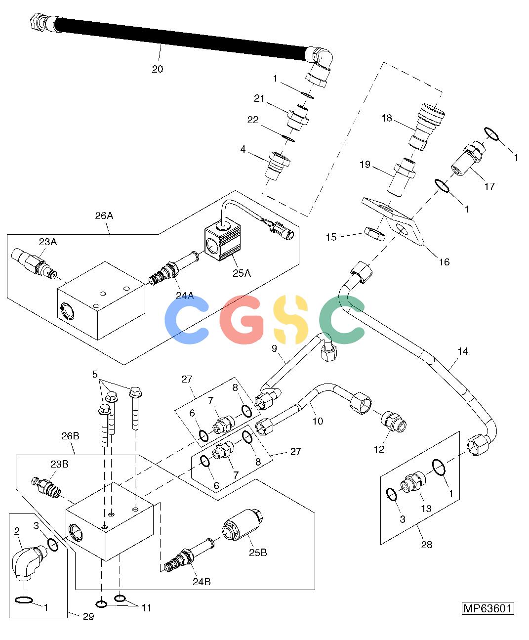 约翰迪尔零件查询110 - BACKHOE, LOADER HYDRAULIC LINES (POWER TAKE-OFF)EPC John Deere online