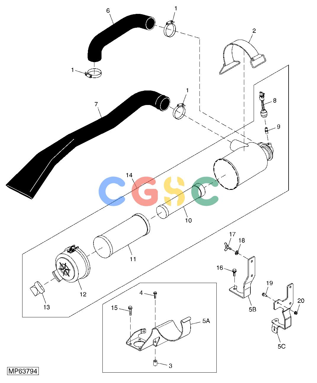 约翰迪尔零件查询110 - BACKHOE, LOADER Air CleanerEPC John Deere online