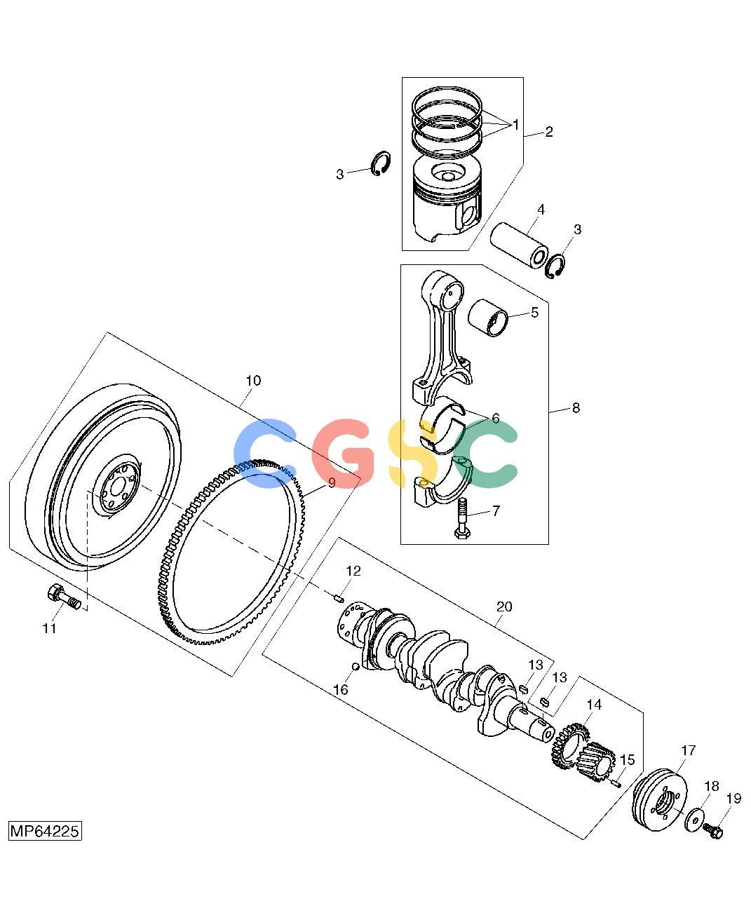 约翰迪尔零件查询110 - BACKHOE, LOADER Crankshaft And Piston (4TNV88-BMJTLB) (711001 - )EPC John Deere online