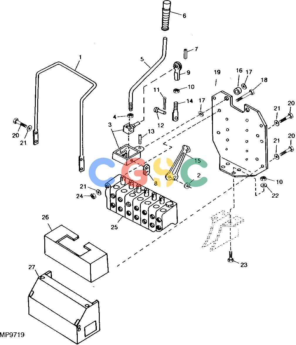 约翰迪尔零件查询10 - BACKHOE CONTROL LINKAGE, HANDLE AND SHROUD (8A)EPC John Deere online