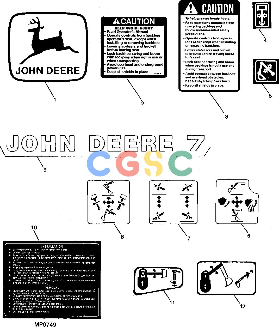 约翰迪尔零件查询10 - BACKHOE DECALSEPC John Deere online