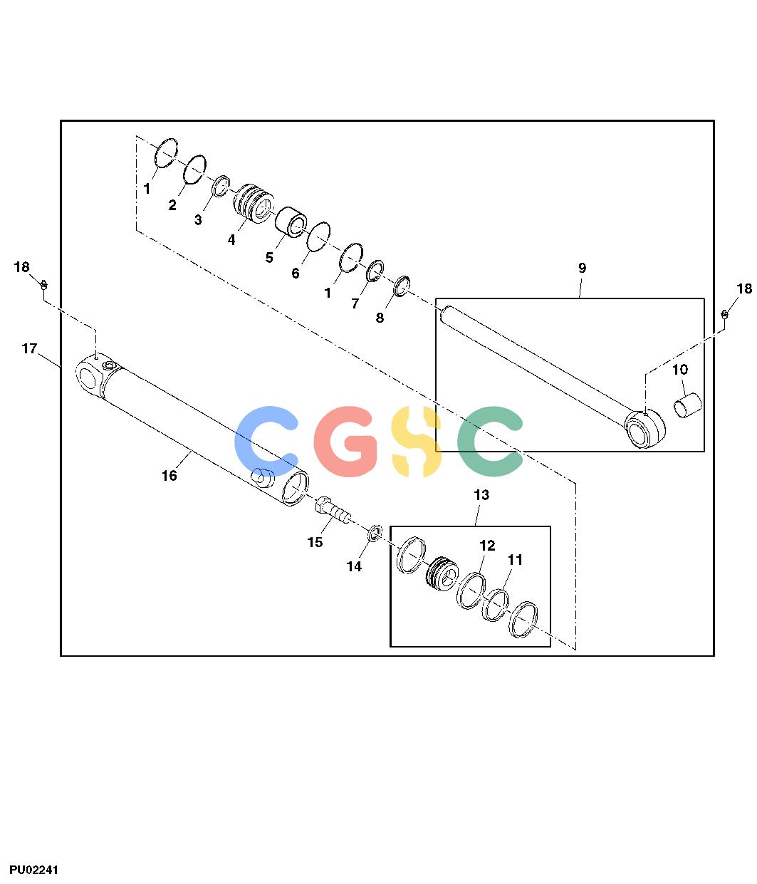 约翰迪尔零件查询110 - BACKHOE, LOADER Crowd/Dipperstick Cylinder (107646 - )EPC John Deere online