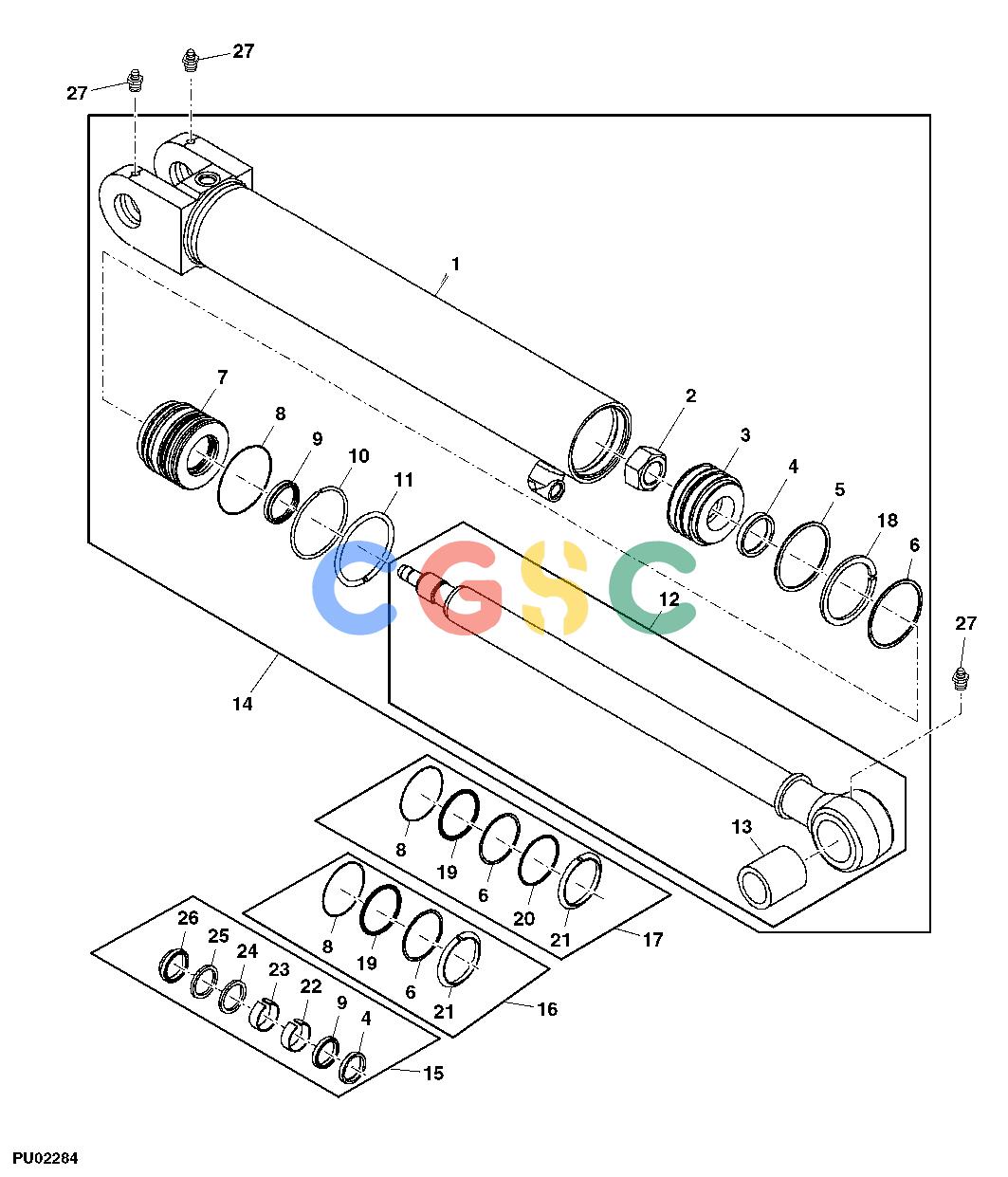 约翰迪尔零件查询110 - BACKHOE, LOADER Boom Cylinder (101814 - 106873)EPC John Deere online