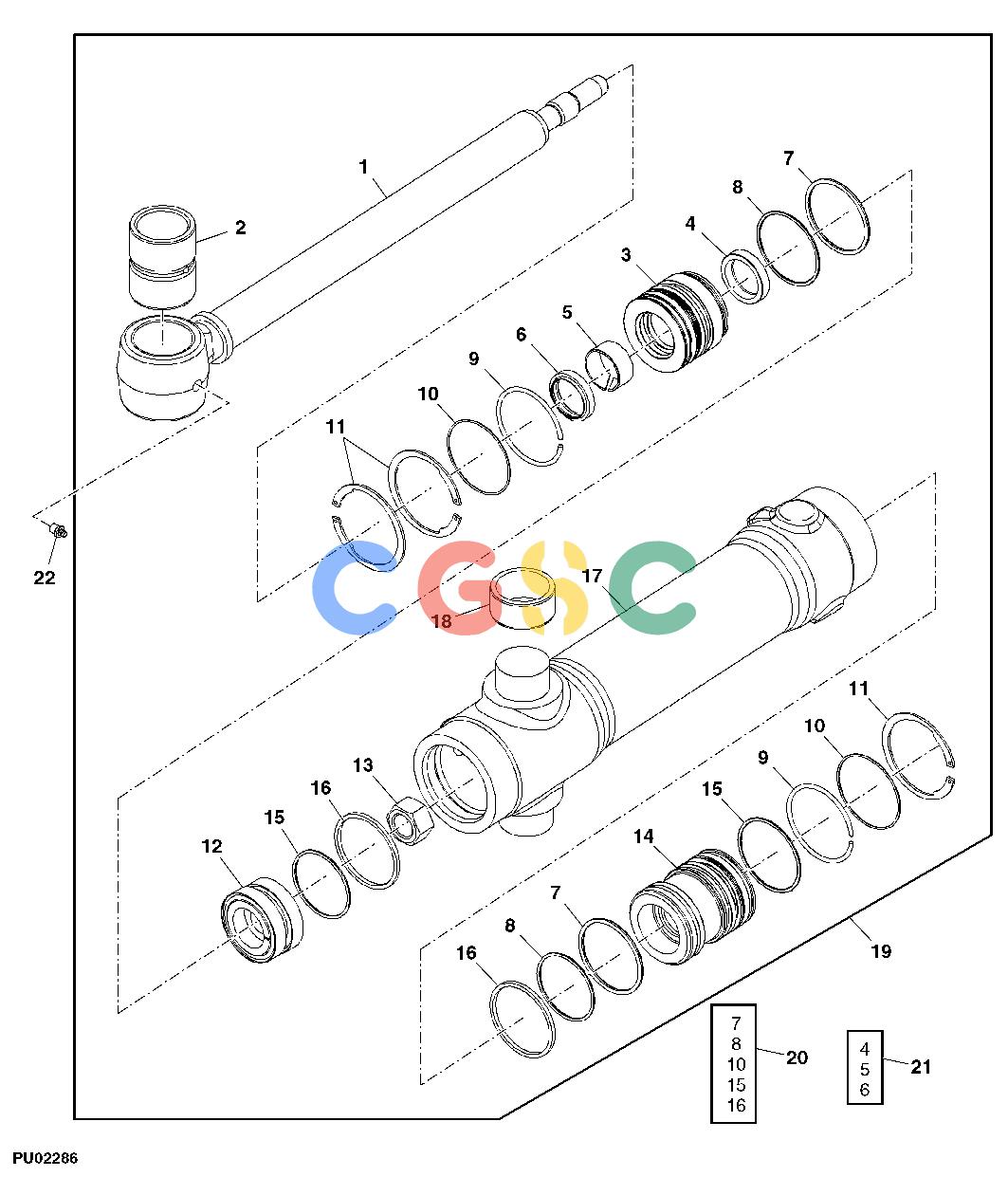 约翰迪尔零件查询110 - BACKHOE, LOADER Swing Cylinder ( - 108574)EPC John Deere online