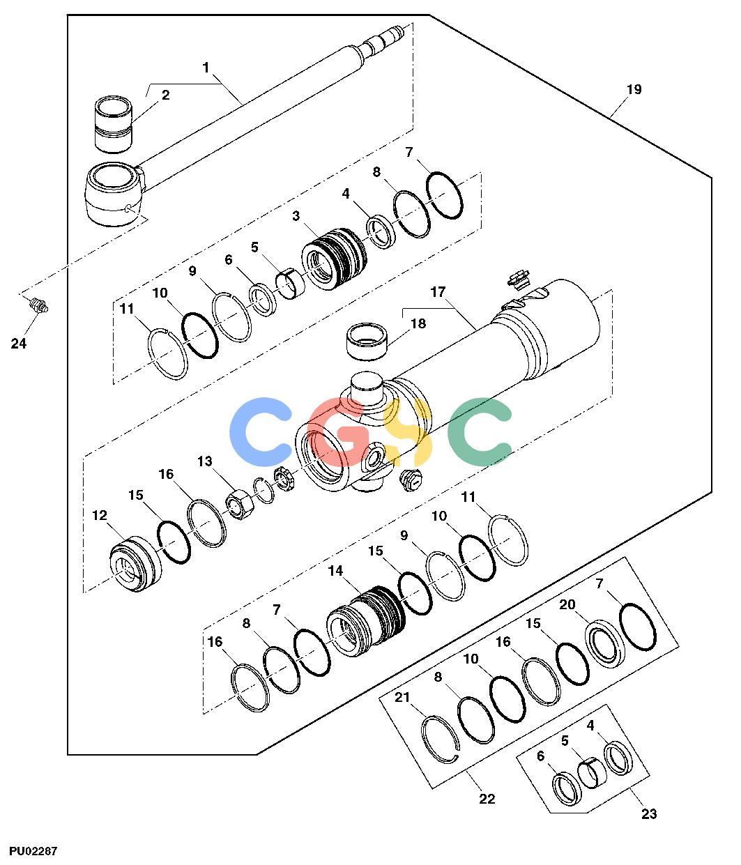 约翰迪尔零件查询110 - BACKHOE, LOADER Swing Cylinder (108575 - )EPC John Deere online