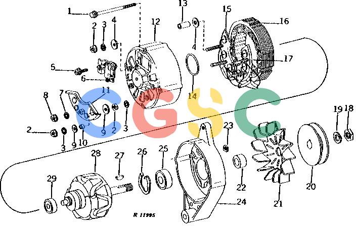 约翰迪尔零件查询410 - BACKHOE, LOADER ALTERNATOR (MOTOROLA NO. A12NJD453) (WITHOUT CAB) [02E22]EPC John Deere online
