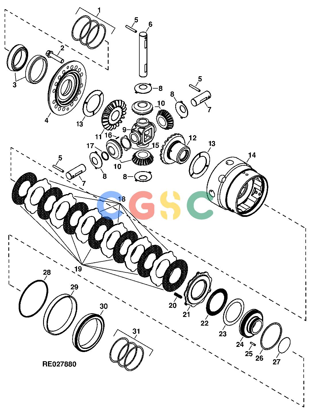 约翰迪尔零件查询RE160299 - AXLE RE68084 Four Pinion Hyd Actuated Differential, RearEPC John Deere online