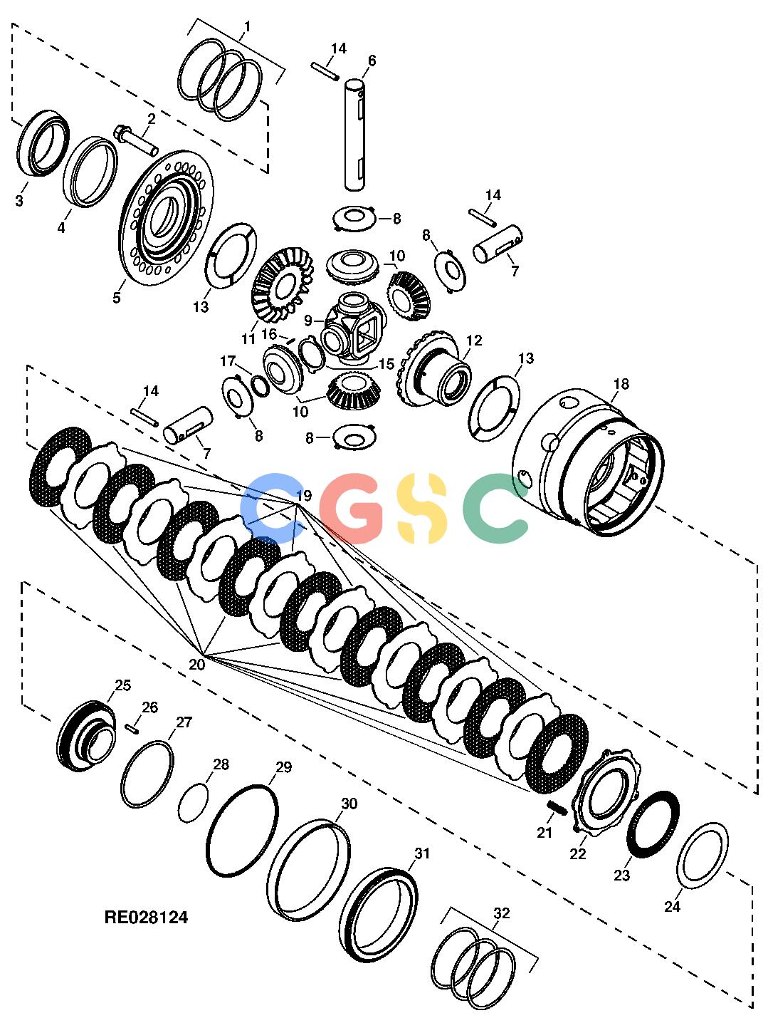 约翰迪尔零件查询RE160302 - AXLE RE68132 Four Pinion Hydraulic Actuated Diff, Front and RearEPC John Deere online