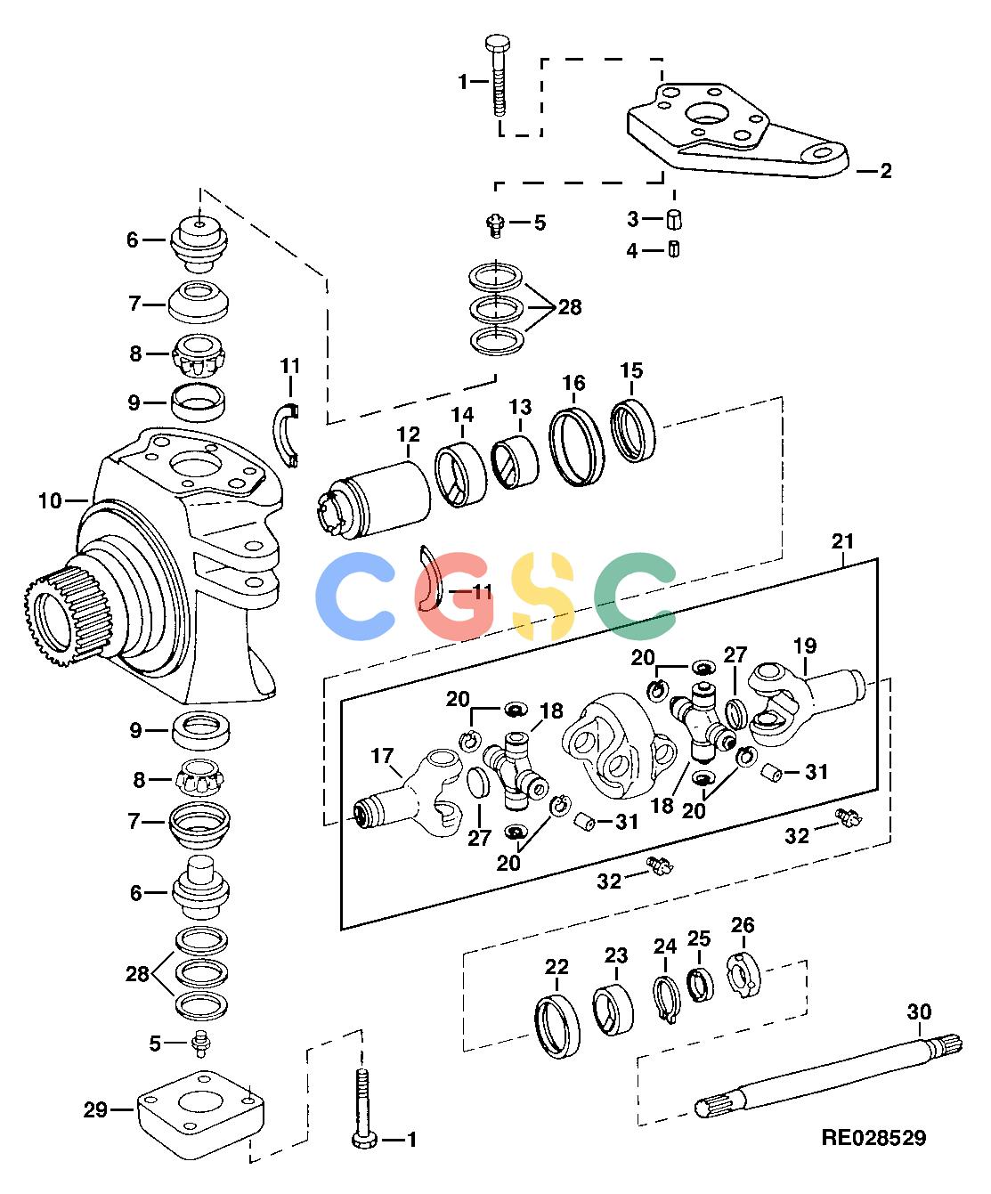 约翰迪尔零件查询1100 - AXLE STEERING ARM AND KNUCKLE (RE37137)AXLE SERIAL NUMBER( -059073) [B05]EPC John Deere online