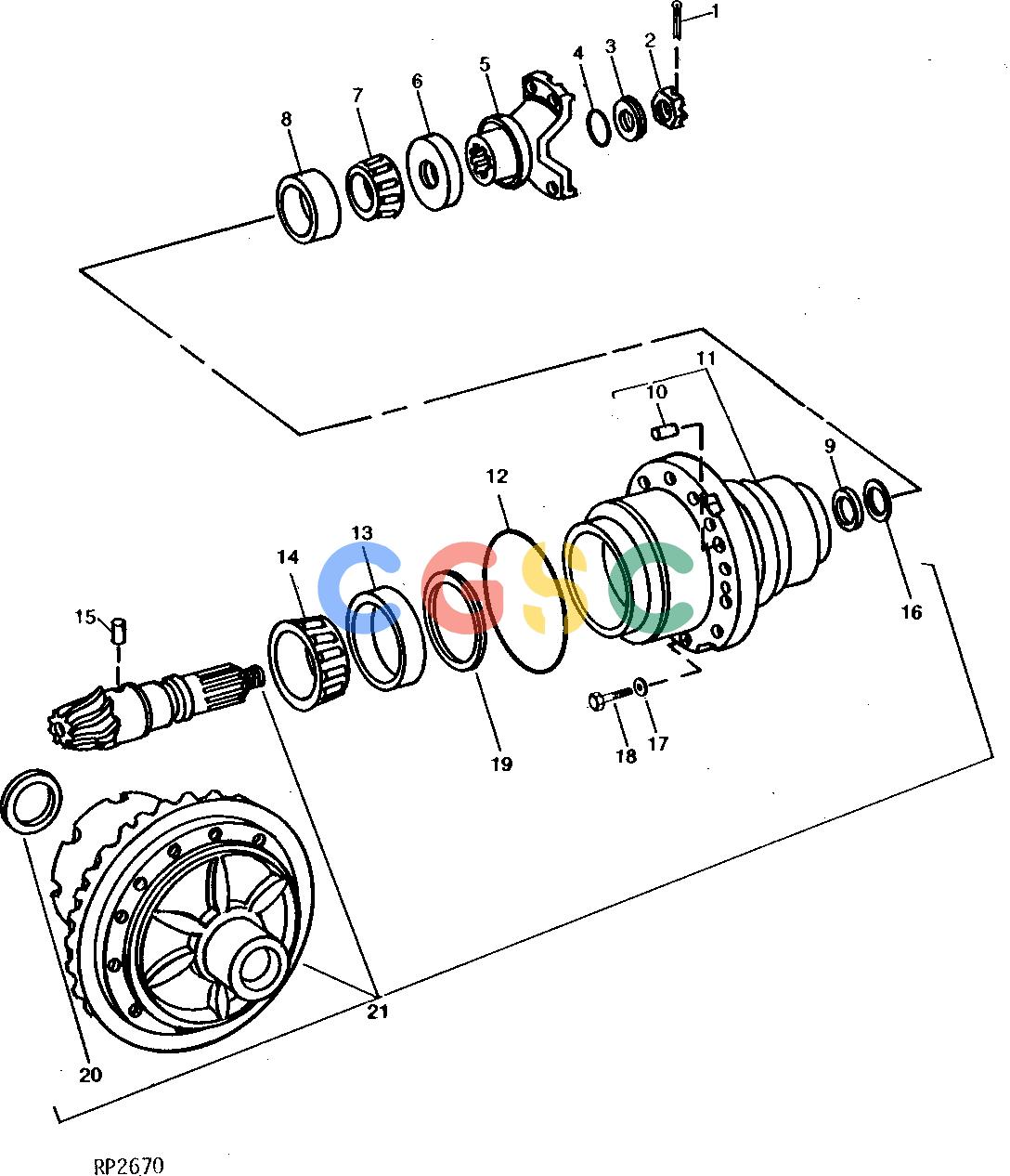 约翰迪尔零件查询ROLLIGIN - AXLE FRONT SPIRAL BEVEL GEAR, SHAFT AND QUILL [02C14]EPC John Deere online