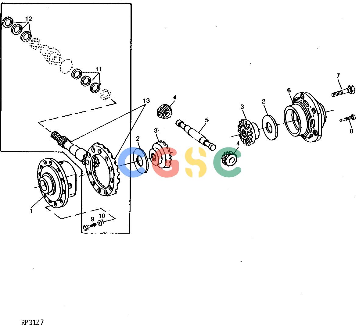 约翰迪尔零件查询ROLLIGIN - AXLE FRONT DIFFERENTIAL HOUSING [01G08]EPC John Deere online