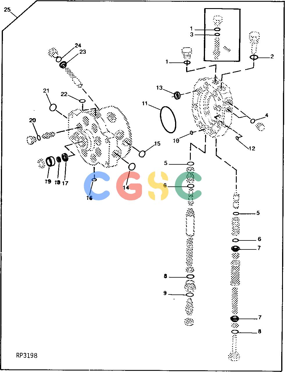 约翰迪尔零件查询410 - BACKHOE, LOADER NON-SERIALIZED HYDRAULIC PUMP AND STROKE CONTROL VALVE OVERHAUL KIT 66 CM3 (4 IN.3) [01H08]EPC John Deere online