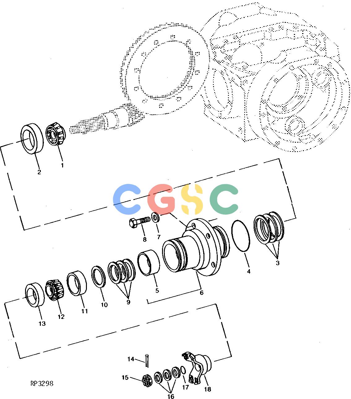 约翰迪尔零件查询ROLLIGIN - AXLE REAR DIFFERENTIAL YOKE AND QUILL [01K08]EPC John Deere online