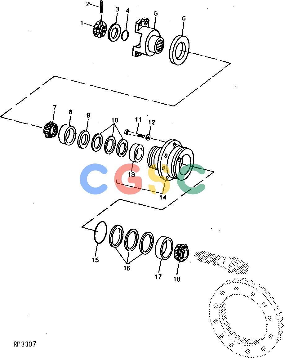 约翰迪尔零件查询ROLLIGIN - AXLE REAR DIFFERENTIAL YOKE AND QUILL [01H11]EPC John Deere online
