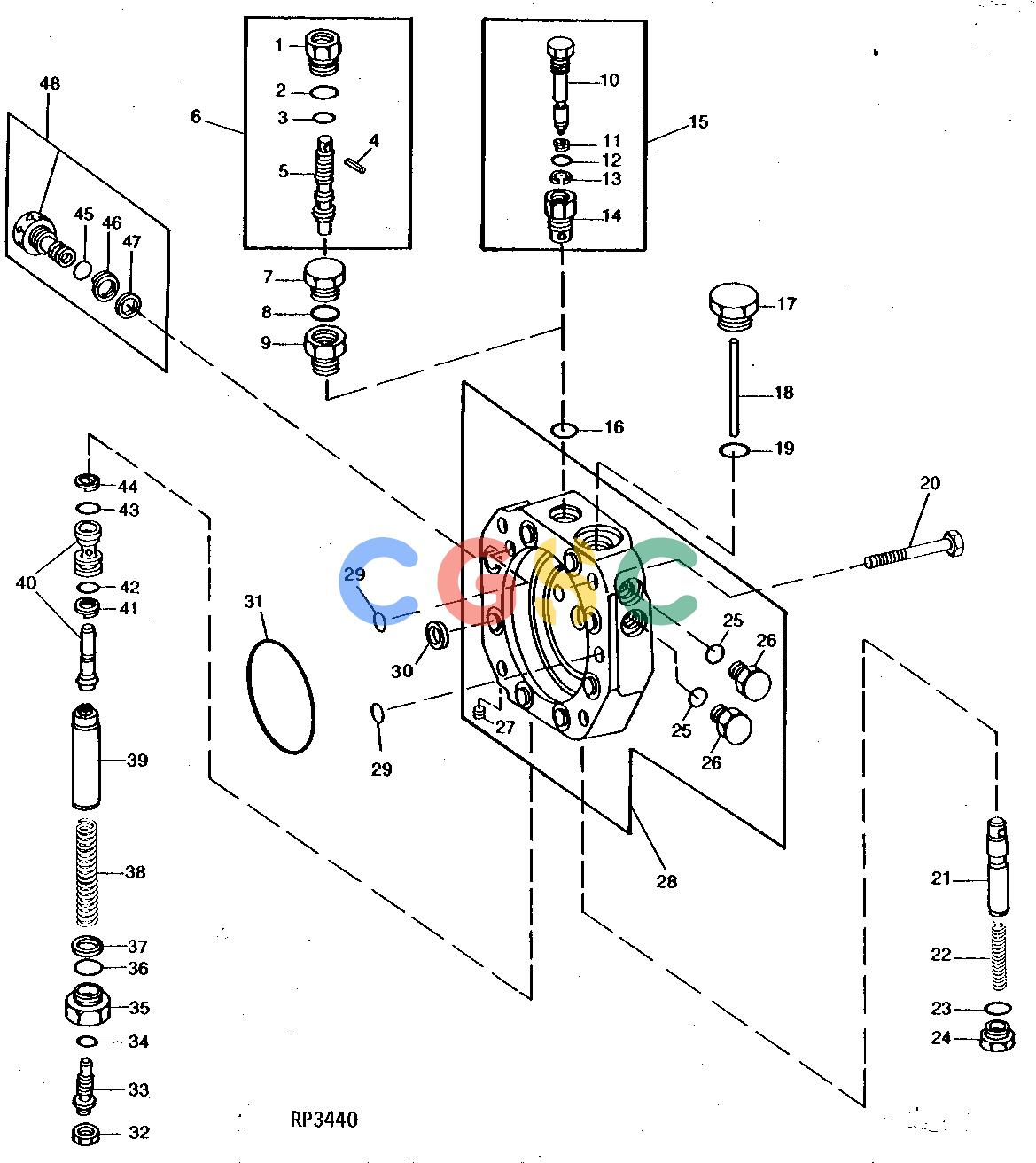 约翰迪尔零件查询401C - BACKHOE, LOADER SERIALIZED REPLACEMENT HYDRAULIC PUMP STROKE CONTROL VALVE 50 CM3 (3 IN.3) (SERIAL NO. 383943- EPC John Deere online