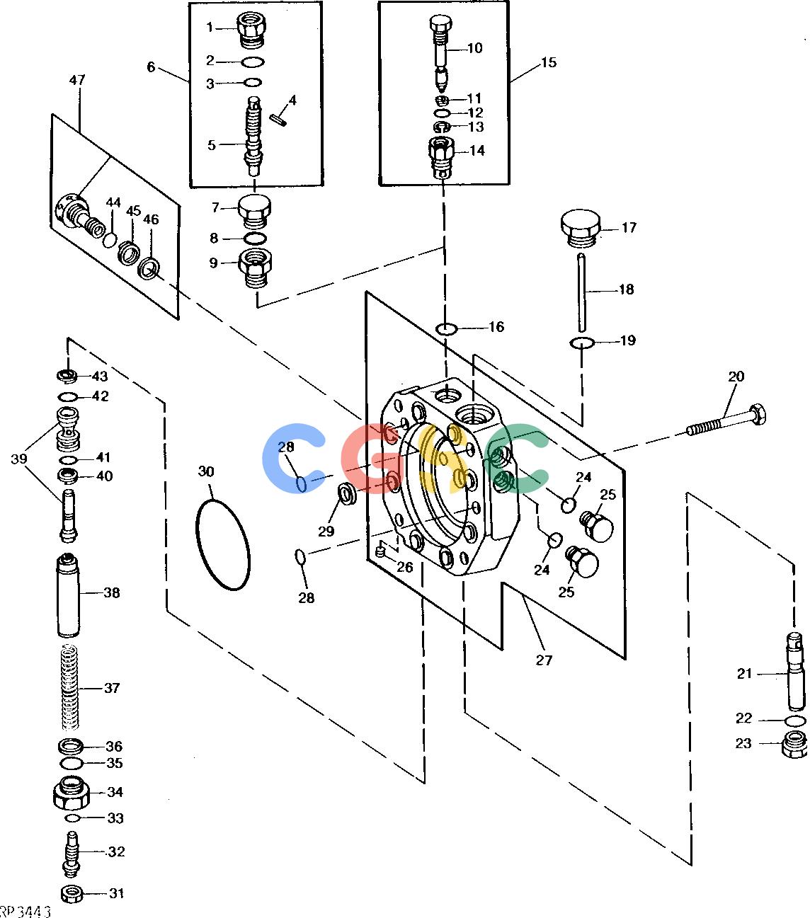 约翰迪尔零件查询410 - BACKHOE, LOADER SERIALIZED REPLACEMENT HYDRAULIC PUMP STROKE CONTROL VALVE 65 CM3 (4 IN.3) (SERIAL NO. 383251- EPC John Deere online