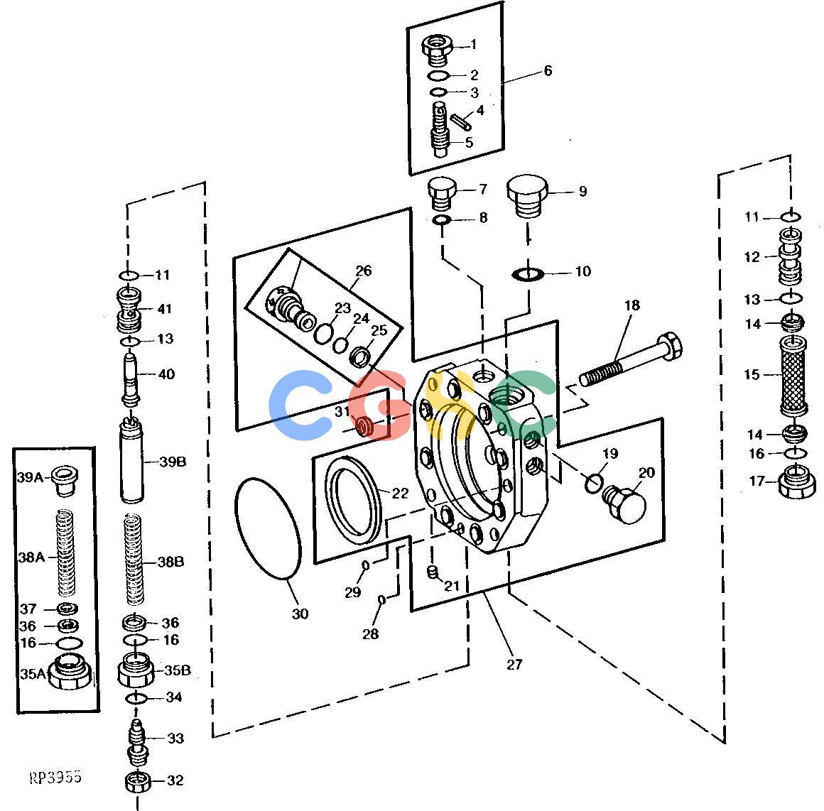 约翰迪尔零件查询410 - BACKHOE, LOADER NON-SERIALIZED HYDRAULIC PUMP STROKE CONTROL VALVE 66 CM3 (4 IN.3) (SERIAL NO. -383250) [01H06]EPC John Deere online