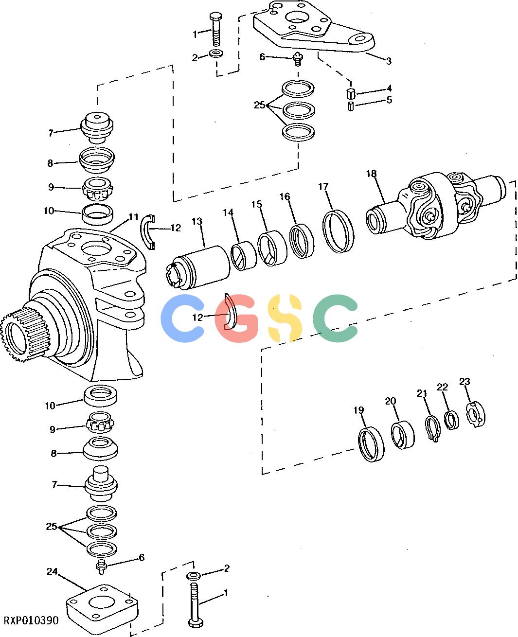 约翰迪尔零件查询1100 - AXLE STEERING ARM AND KNUCKLE (RE53357) AXLE SERIAL NUMBER ( -059073) (OC-1413) [H17]EPC John Deere online