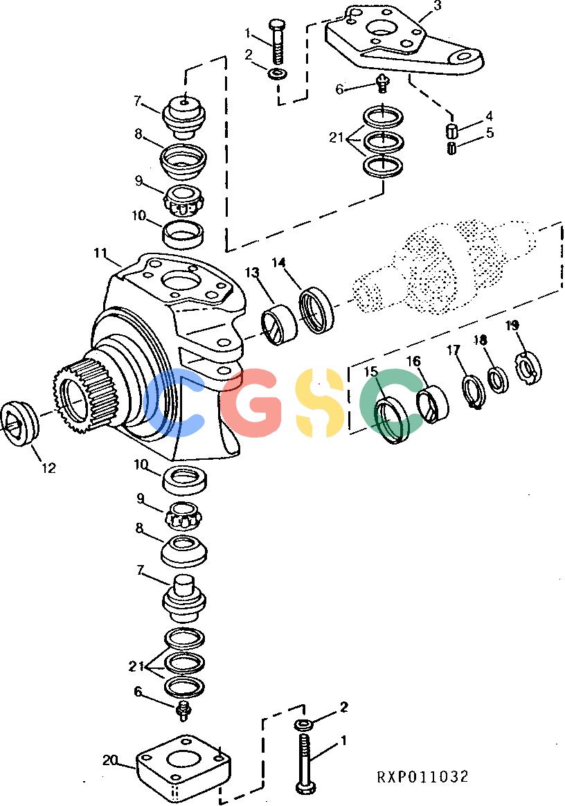 约翰迪尔零件查询1100 - AXLE STEERING ARM AND KNUCKLE (RE42655) [K18]EPC John Deere online