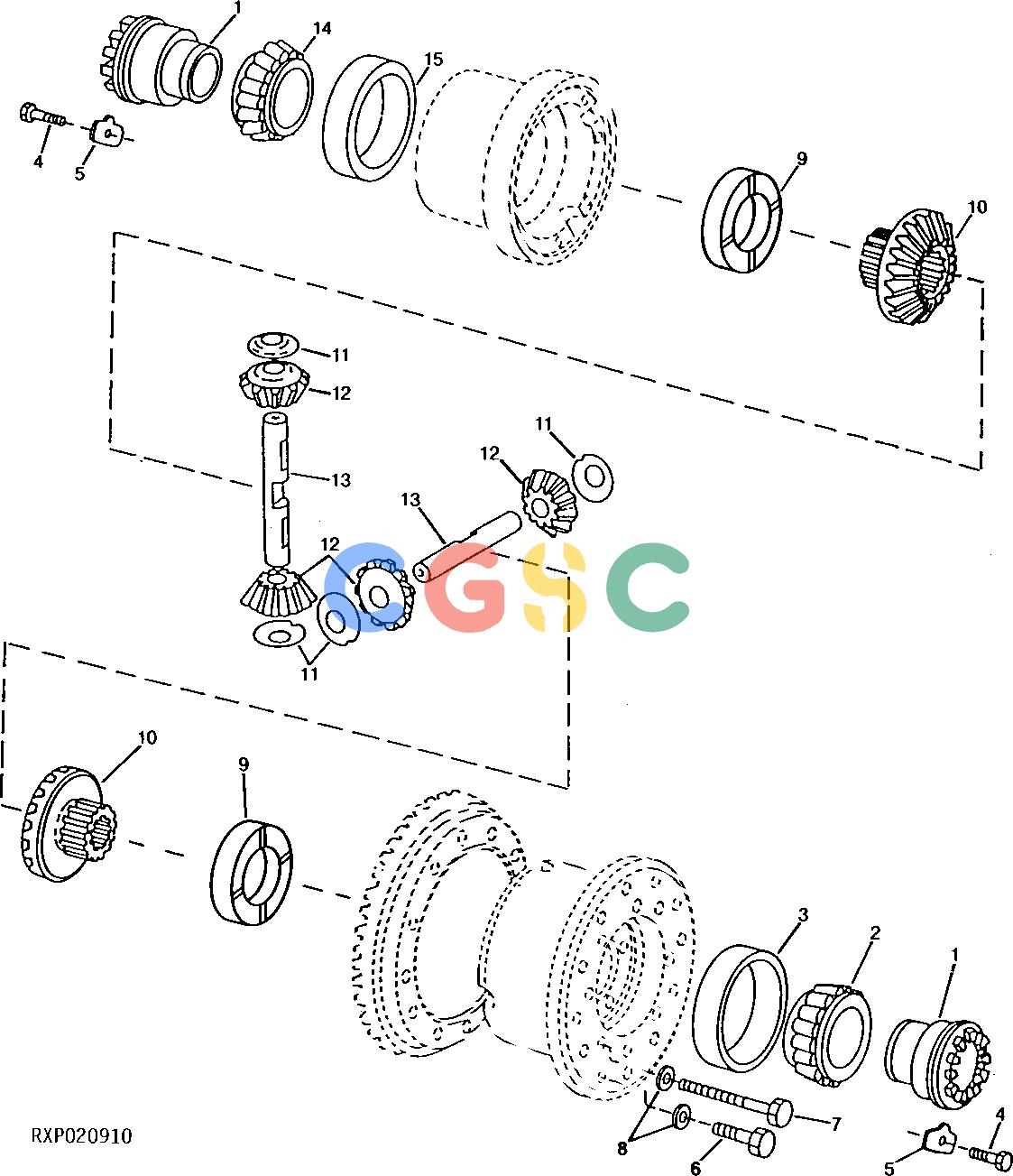 约翰迪尔零件查询1100 - AXLE DIFFERENTIAL (STANDARD) (RE38612) [J05]EPC John Deere online
