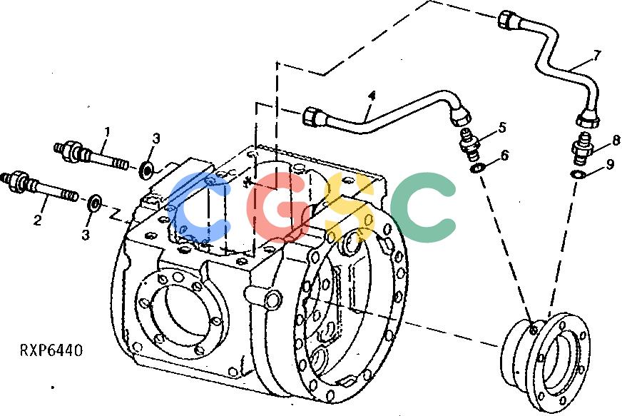 约翰迪尔零件查询1200 - AXLE RE38716 DIFFERENTIAL CASE TO QUILL OIL LINES (OC-3)EPC John Deere online