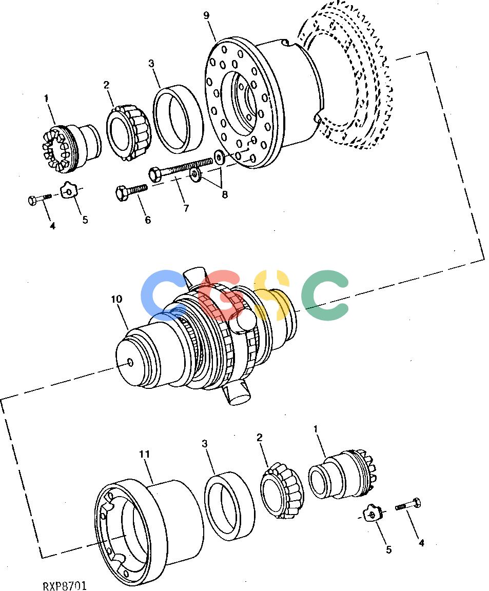 约翰迪尔零件查询1100 - AXLE DIFFERENTIAL (STANDARD) (RE37205) [J03]EPC John Deere online