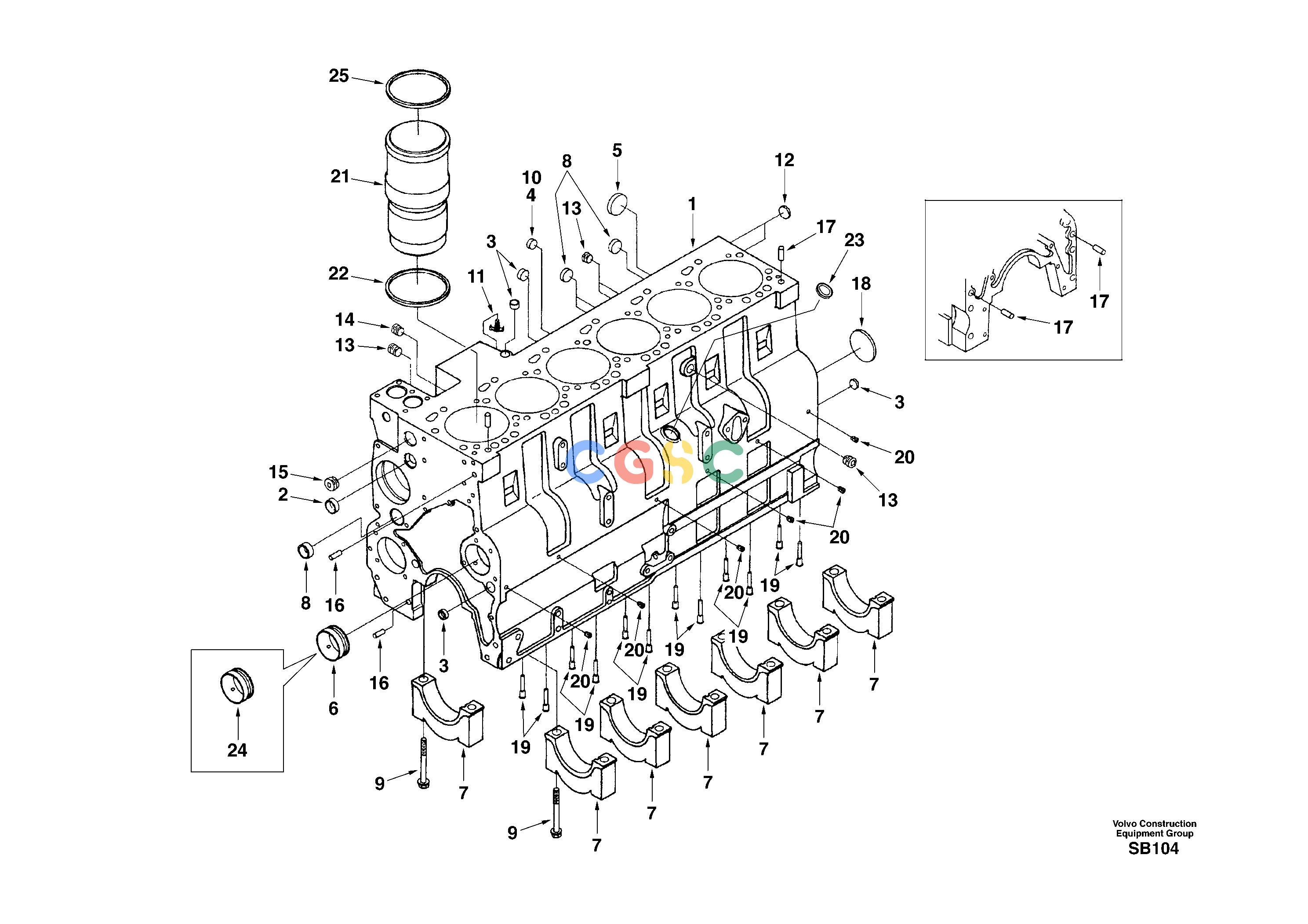 沃尔沃零件查询EC240 Cylinder blockNone NoneNoneNoneAutodata Volvo online