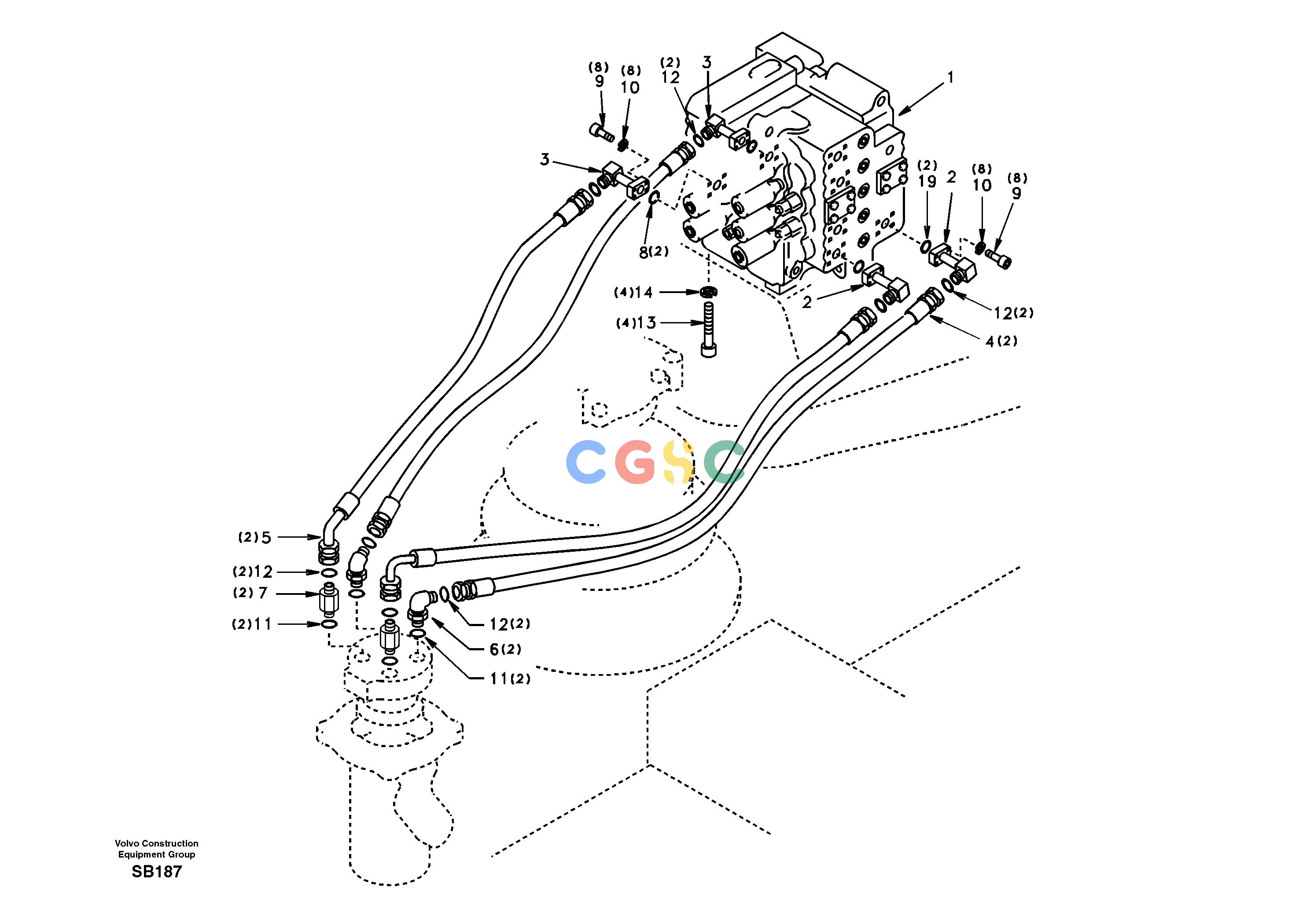沃尔沃零件查询EC240 Turning joint line, control valve to turning jointNone NoneNoneNoneAutodata Volvo online