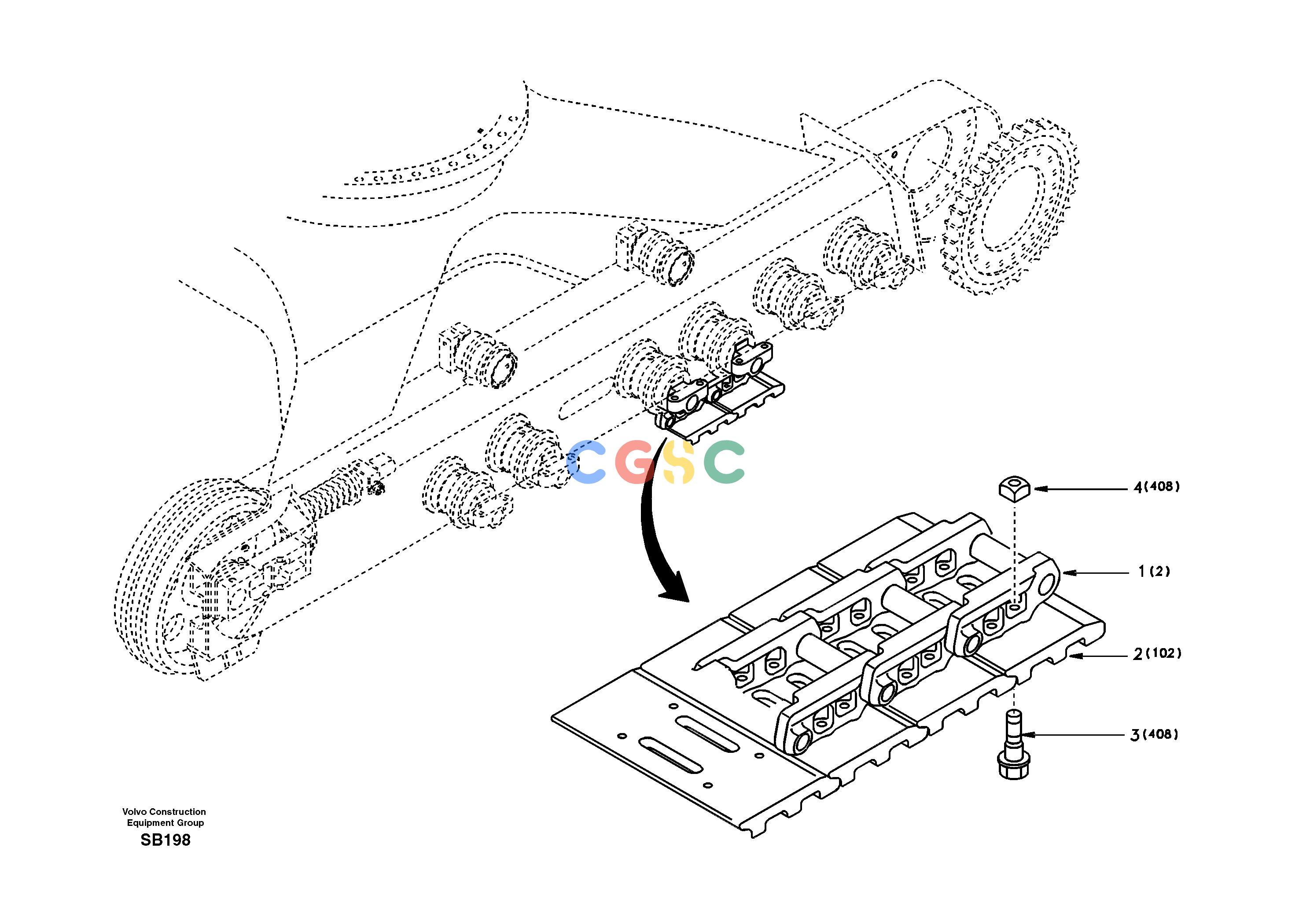 沃尔沃零件查询EC240 Undercarriage, track with shoesNoneDE16A001-DE16A002NoneNoneNoneAutodata Volvo online