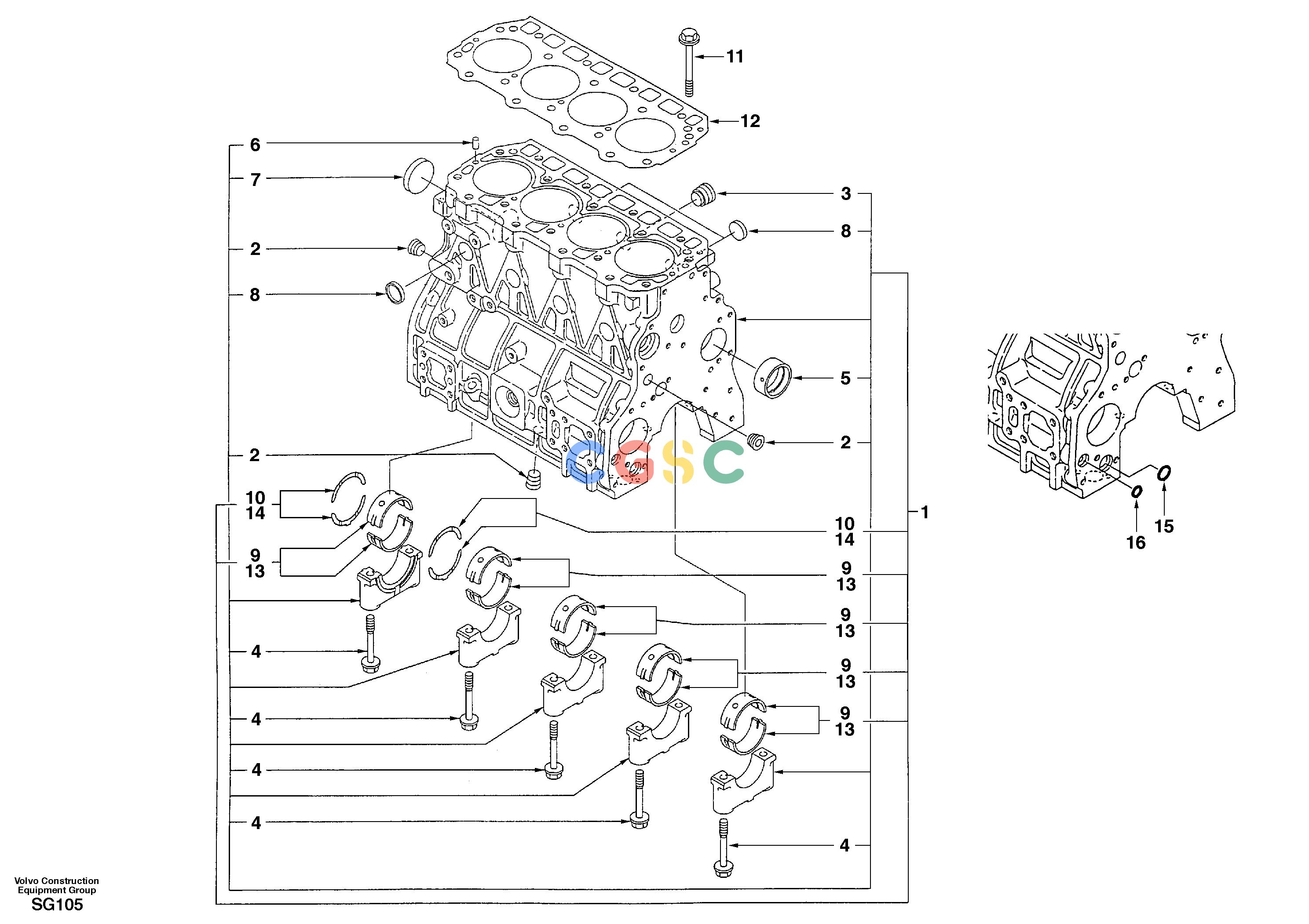 沃尔沃零件查询EC55 Cylinder blockSER NO 3001 -AJ04B001-AJ04B002NoneNoneNoneAutodata Volvo online
