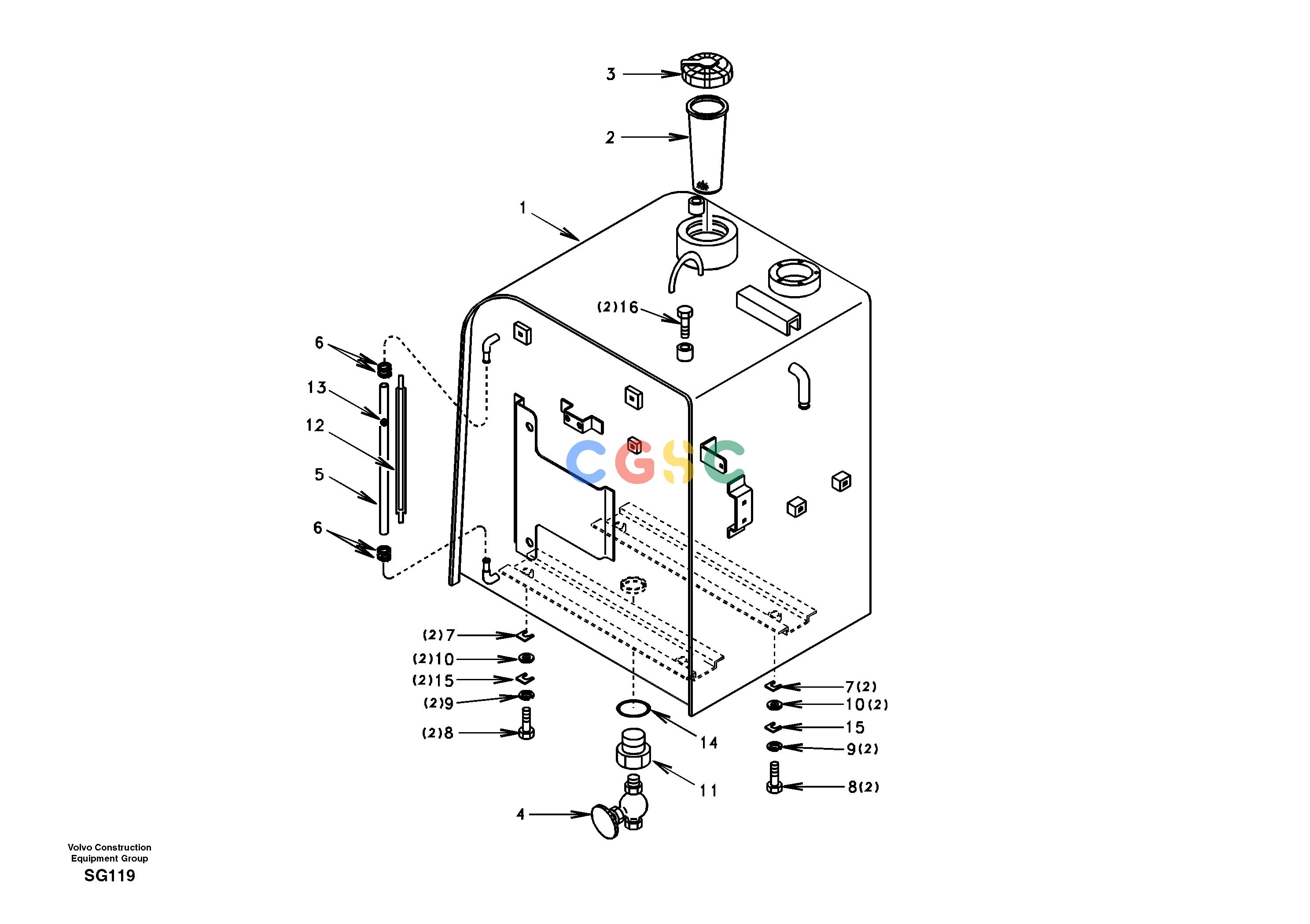 沃尔沃零件查询EC55 Fuel tank with fitting partsSER NO 3001 -AJ00A001-AJ08E001NoneNoneNoneAutodata Volvo online